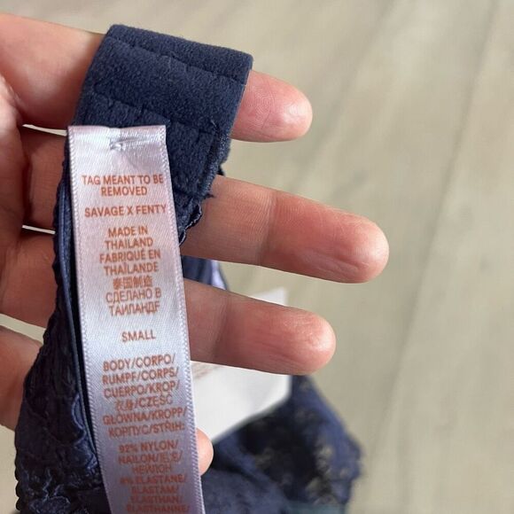 RARE Savage X Fenty blue denim Jean Lace Bodysuit sexy cowboy rodeo Rihanna hot - Picture 9 of 10